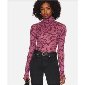 Free People Purple Floral Long Sleeve Top